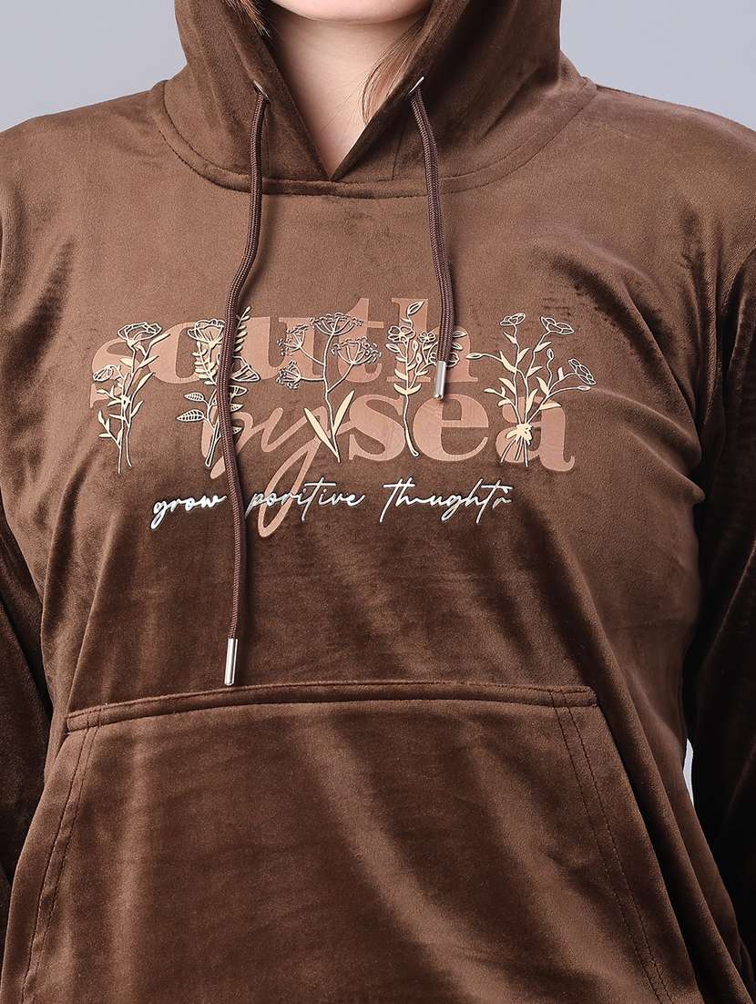 women typographic long sleeve hooded sweatshirt - 22105420 -  Standard Image - 5