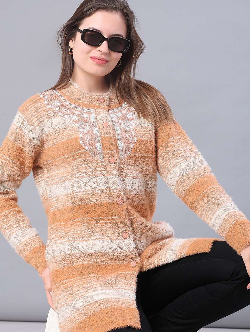 women self designed long sleeve cardigan
