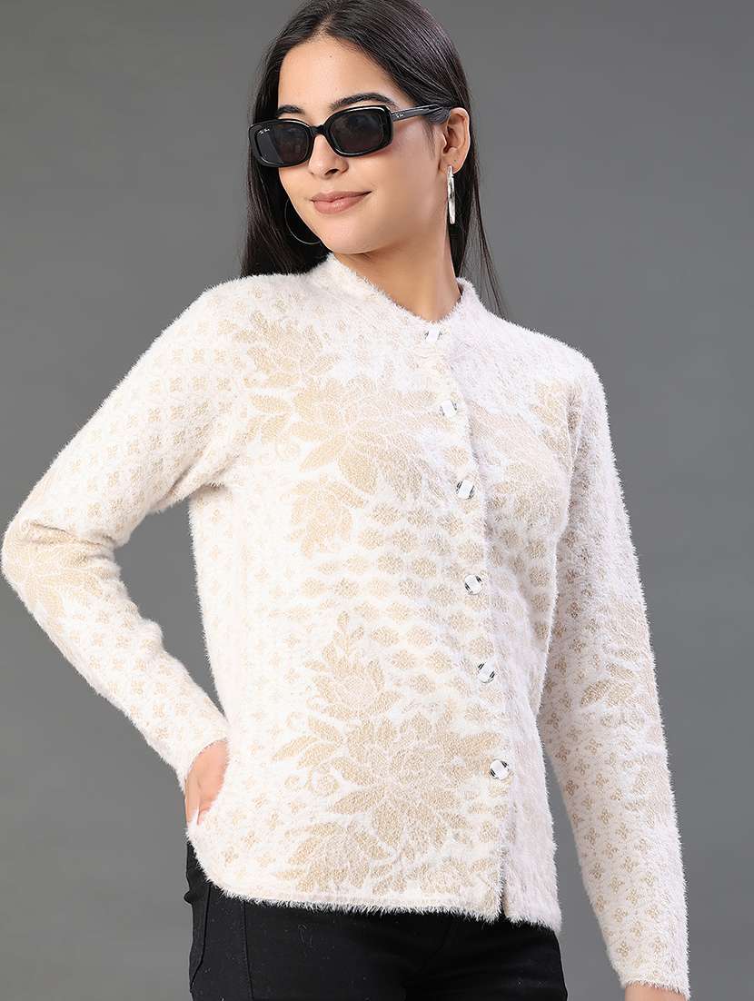 women self design long sleeve cardigan