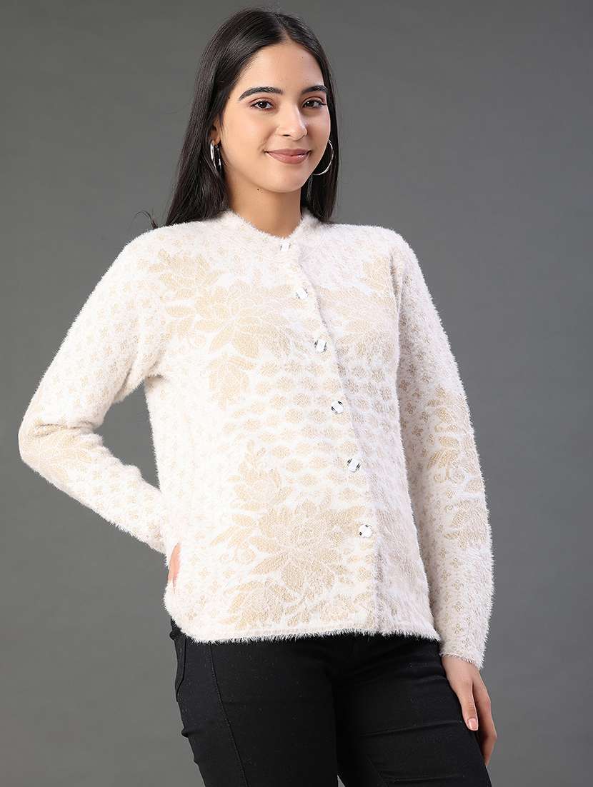 women self design long sleeve cardigan - 22105449 -  Standard Image - 3