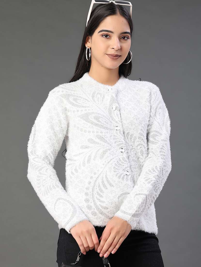 women self design long sleeve cardigan