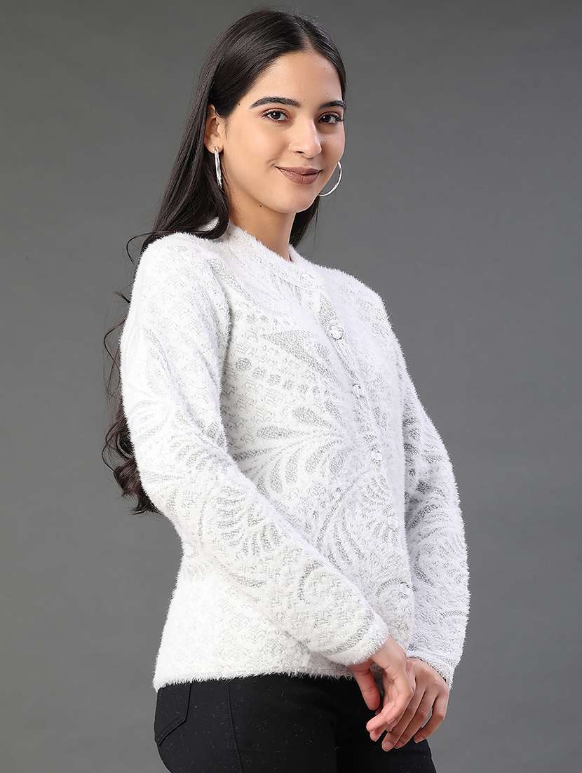 women self design long sleeve cardigan - 22105450 -  Standard Image - 3