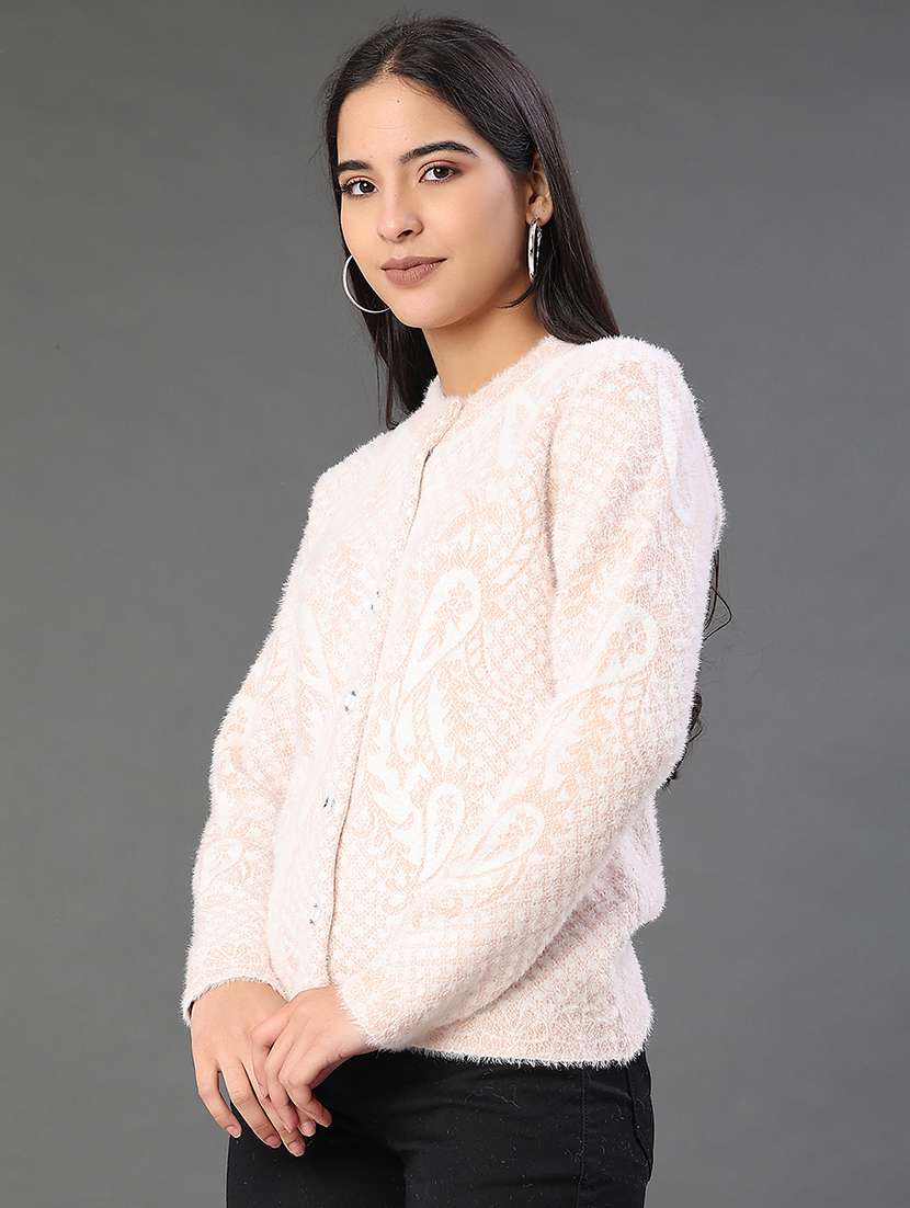 women self design long sleeve cardigan - 22105452 -  Standard Image - 3