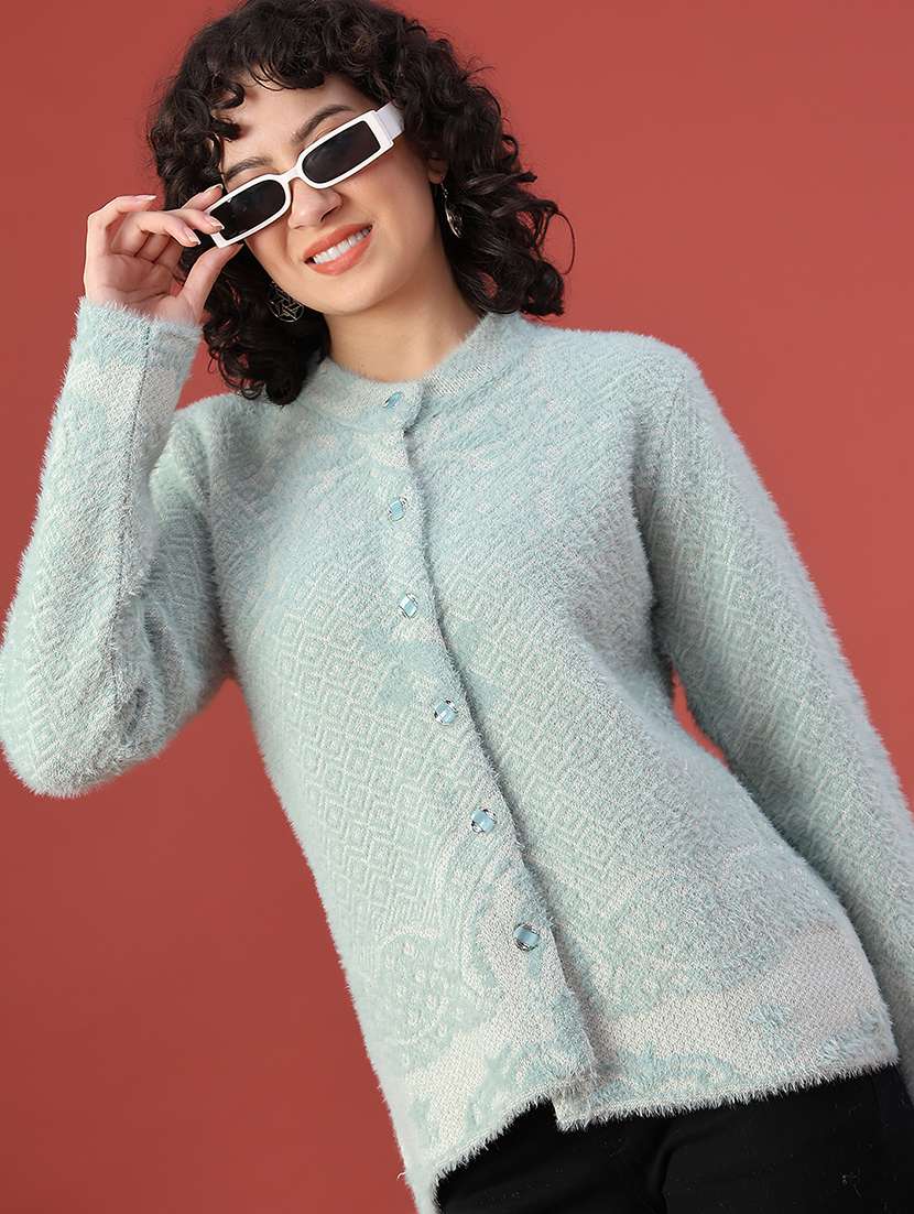 women self design long sleeve cardigan