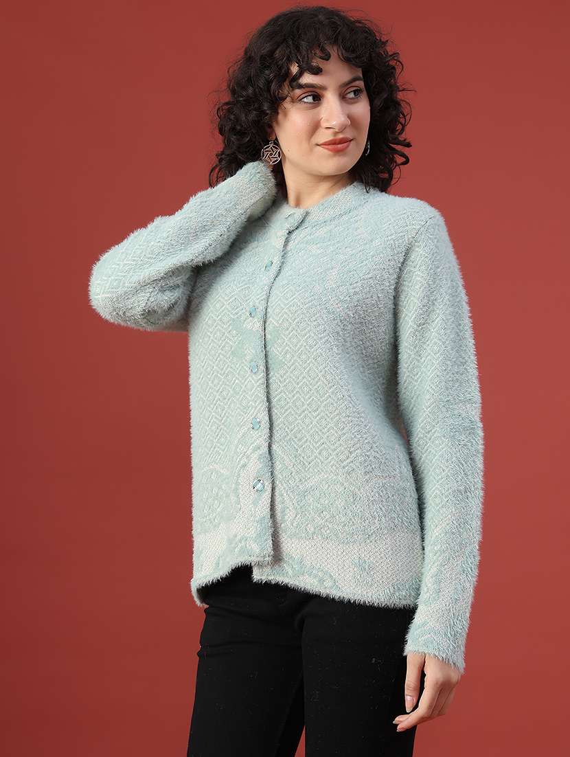 women self design long sleeve cardigan - 22105454 -  Standard Image - 3