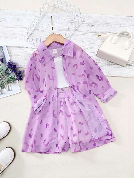 girls printed shirt and short co-ord set