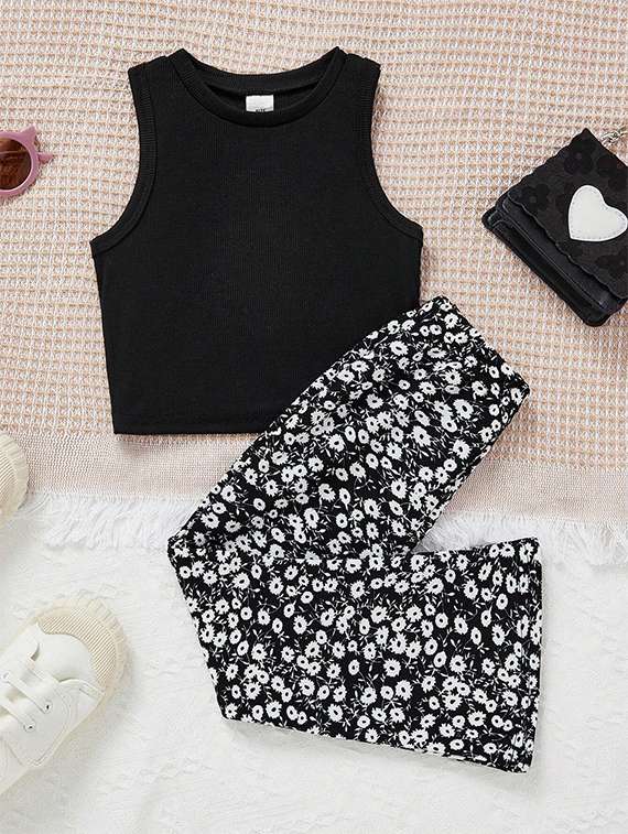 girls printed top & palazzo co-ord set