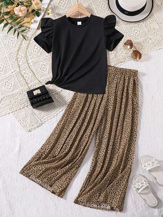 girls printed top & palazzo co-ord set