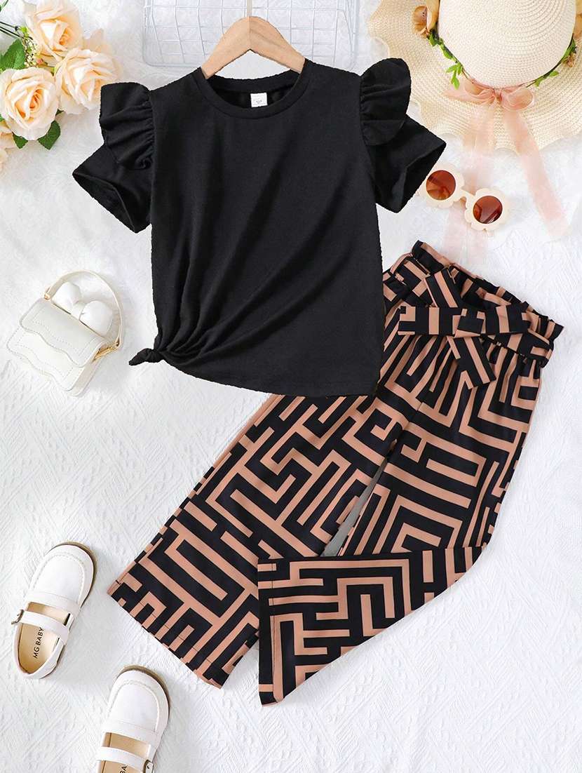 girls printed top & palazzo co-ord set - 22105497 -  Zoom Image - 0