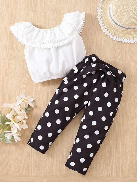 girls polka doted top & trouser co-ord set - 22105509 -  Zoom Image - 0