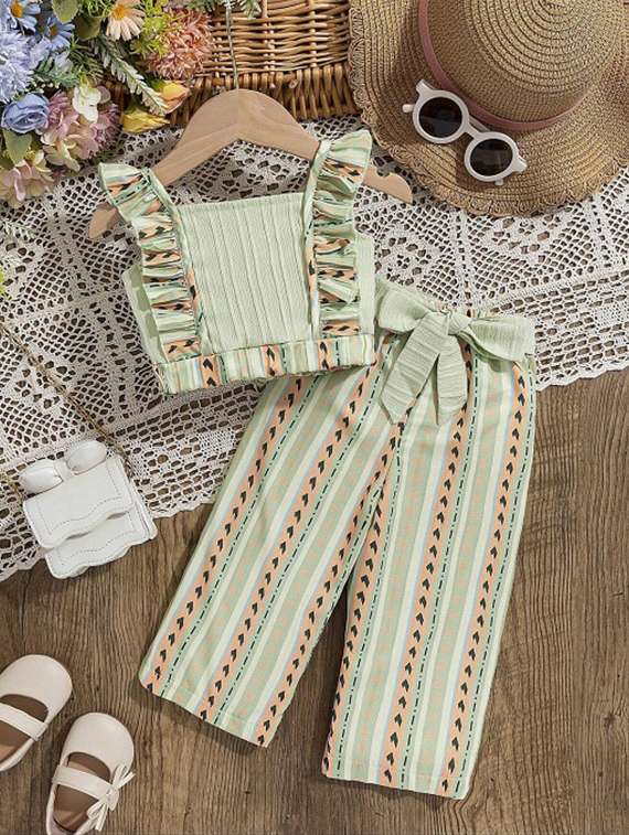 girls printed top & palazzo co-ord set - 22105518 - Zoom Image - 0
