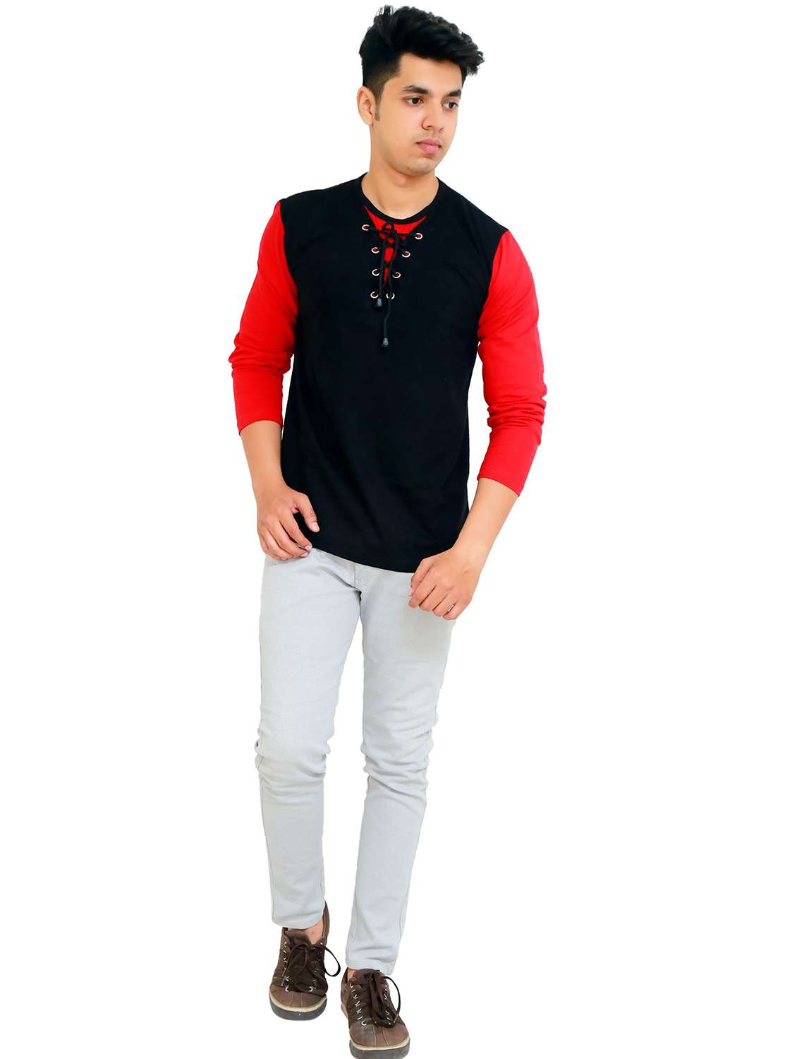 men color block long sleeve regular fit t-shirt - 22105533 -  Standard Image - 3
