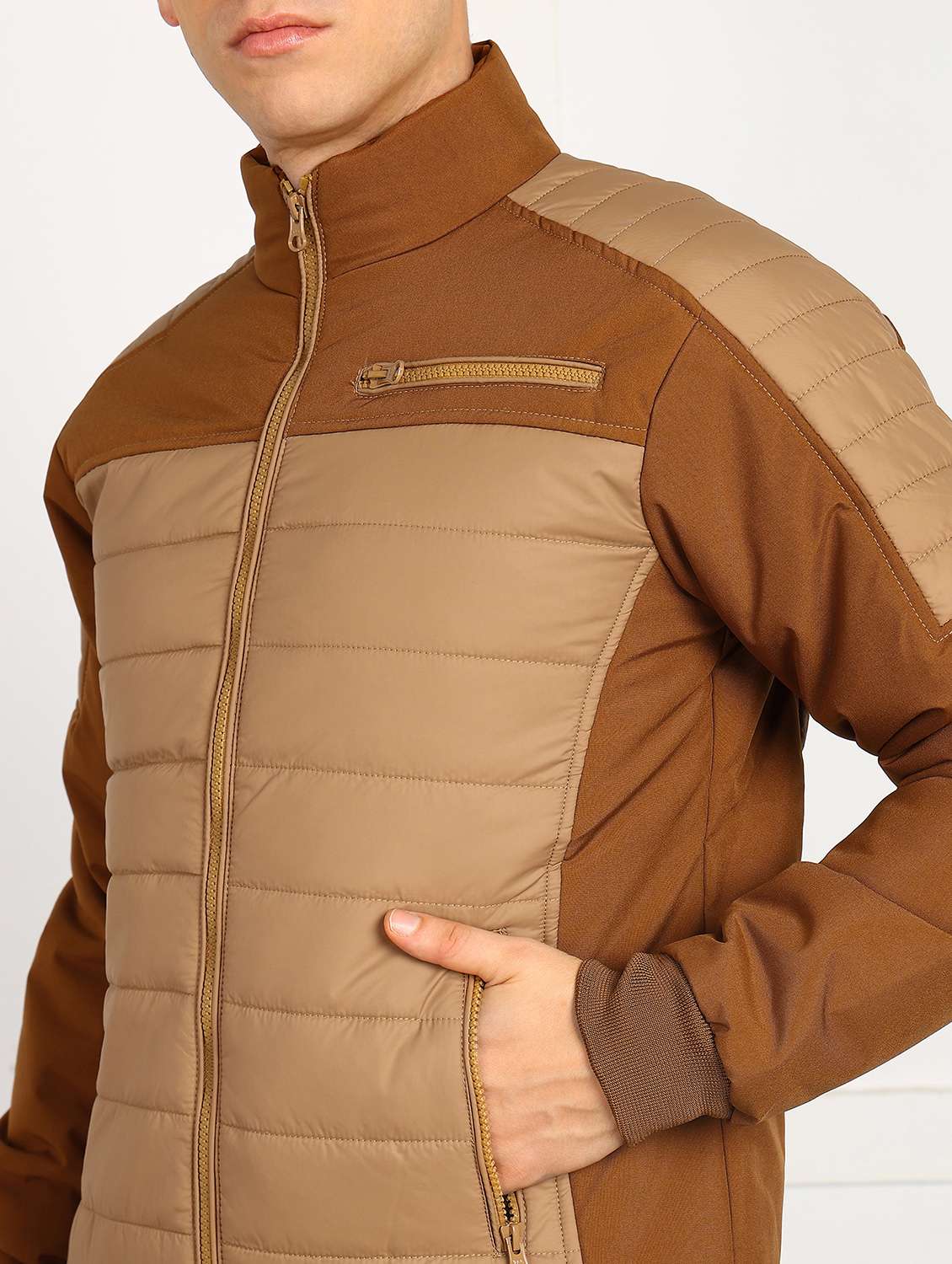 men color block long sleeve puffer jacket - 22105548 -  Standard Image - 3