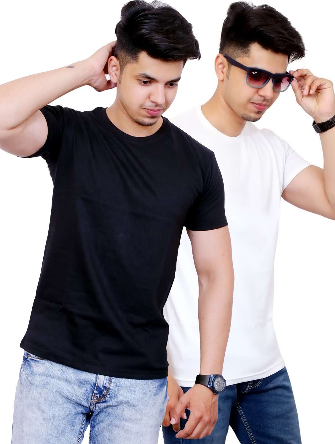 men pack of 2 solid short sleeve t-shirt