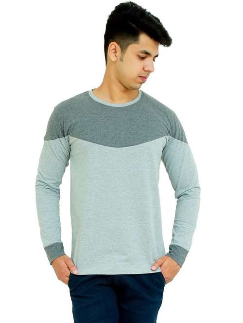 men color block long sleeve regular fit t-shirt - 22105576 -  Standard Image - 0