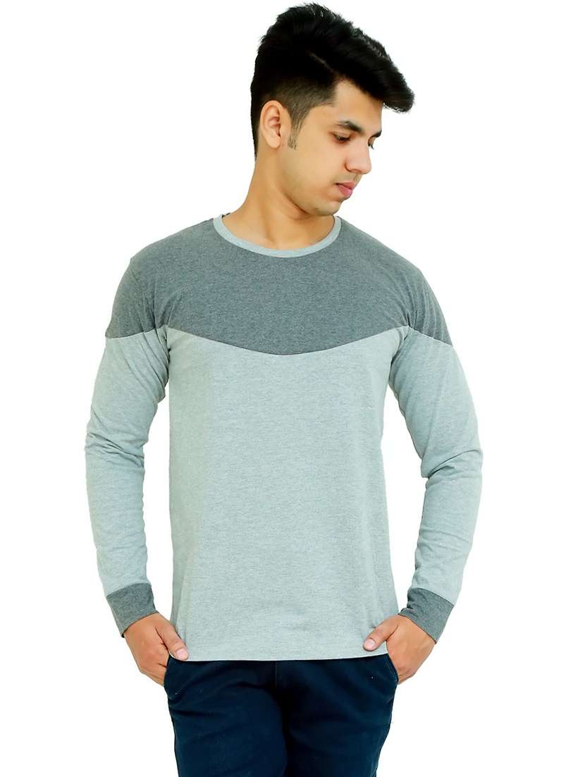 men color block long sleeve regular fit t-shirt
