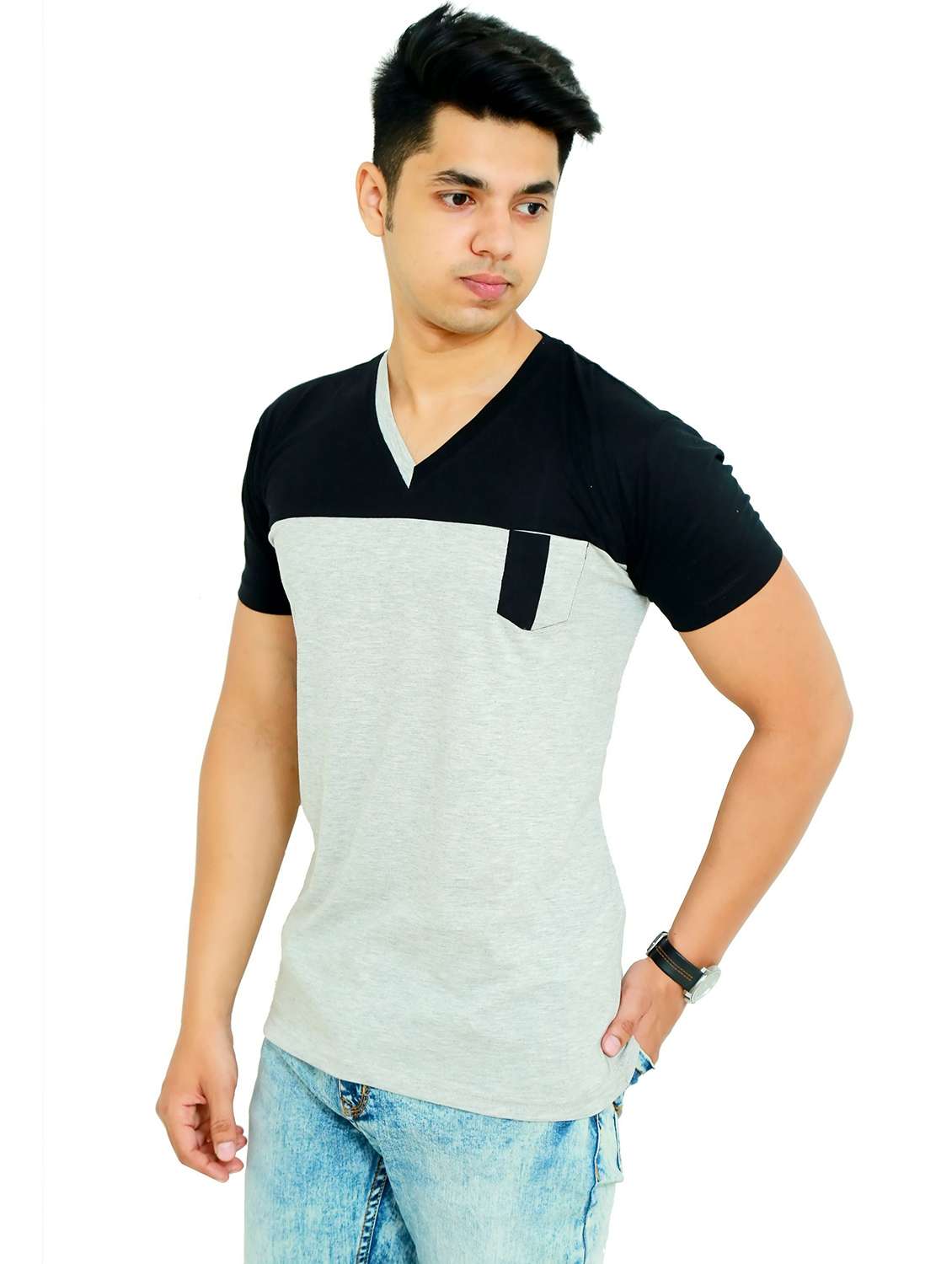 men color block short sleeve regular fit t-shirt