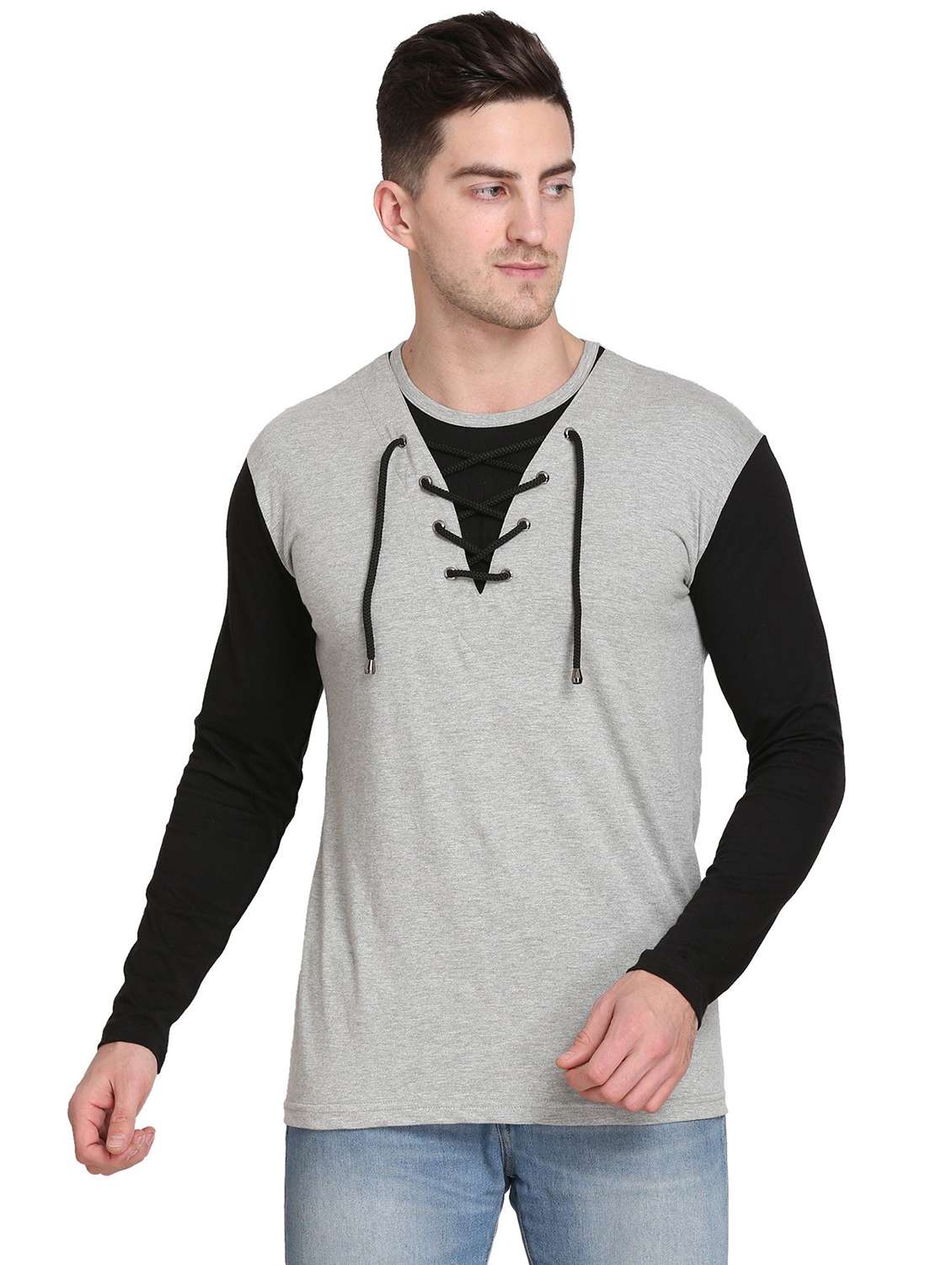 men color block long sleeve regular fit t-shirt