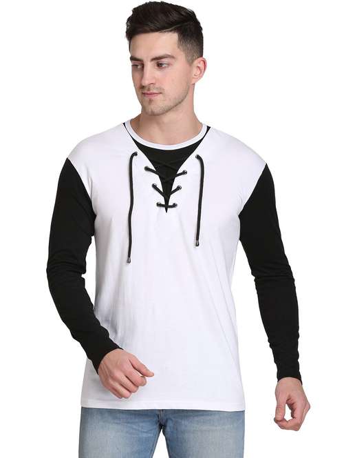 men color block long sleeve regular fit t-shirt - 22105591 - Standard Image - 0