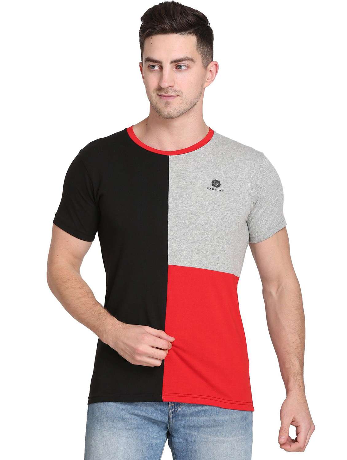 men color block short sleeve regular fit t-shirt