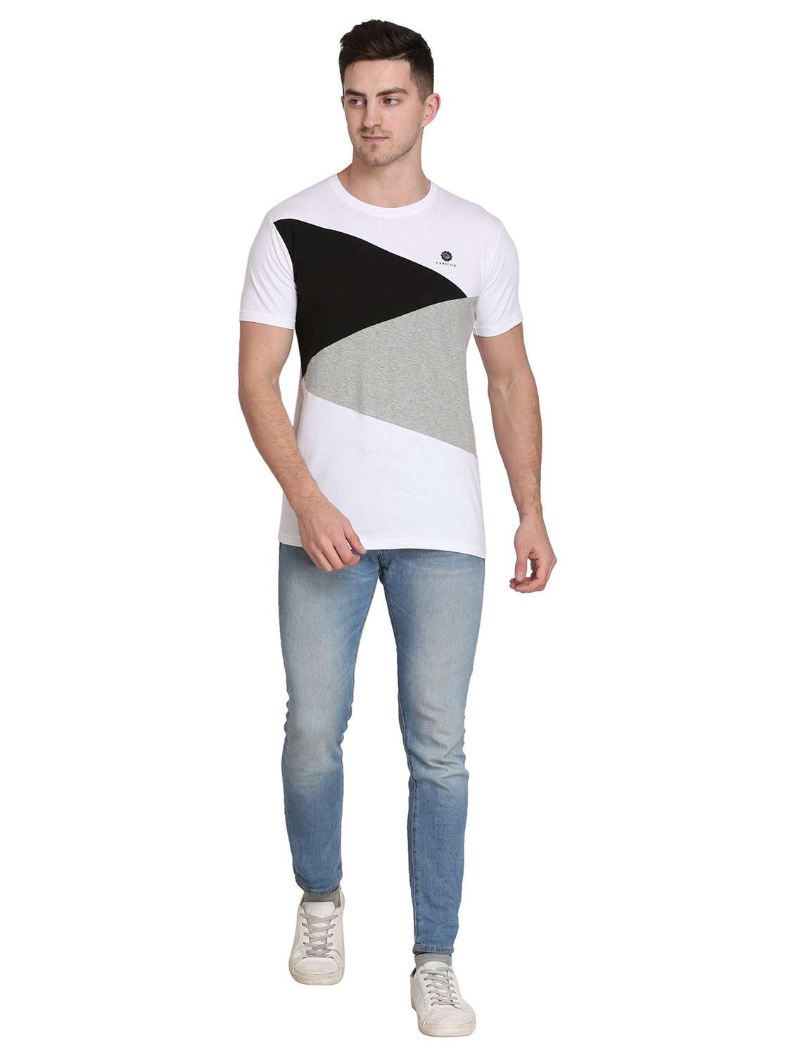 men color block short sleeve regular fit t-shirt - 22105608 - Standard Image - 3