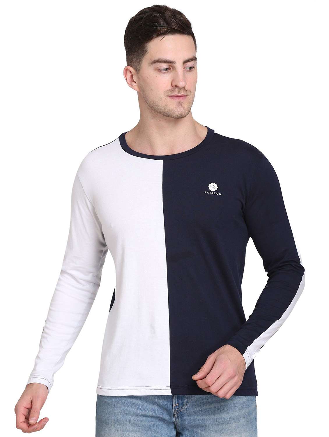 men color block long sleeve regular fit t-shirt