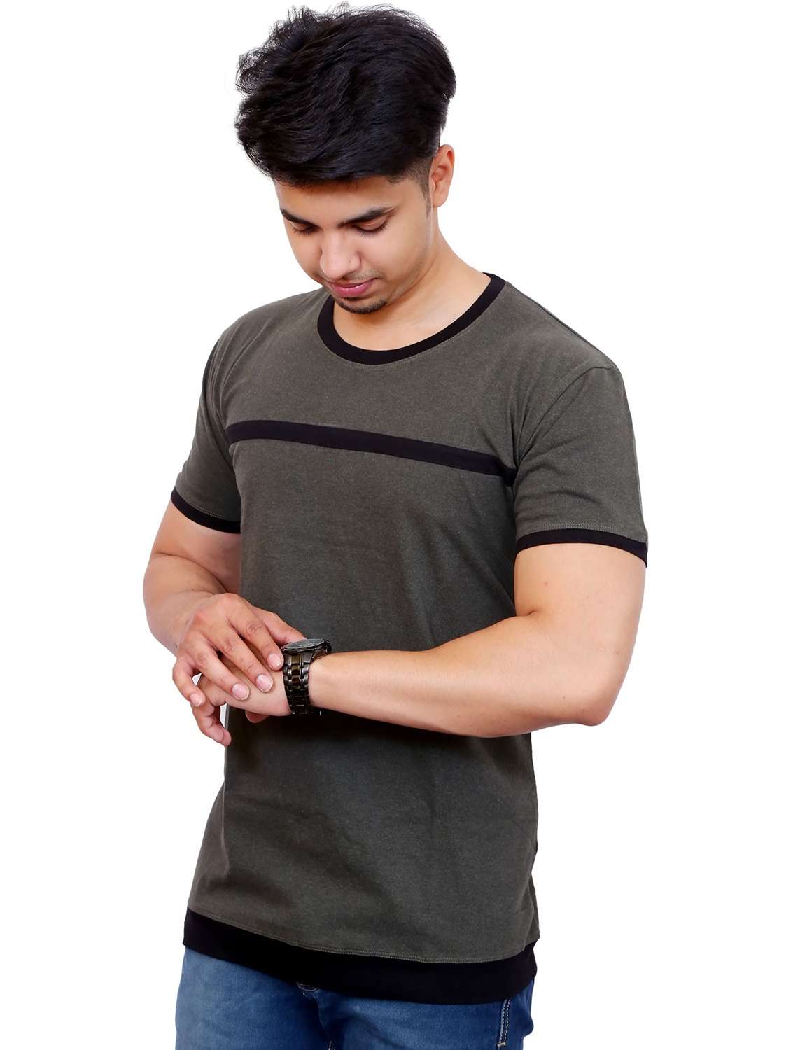 men striped short sleeve regular fit t-shirt