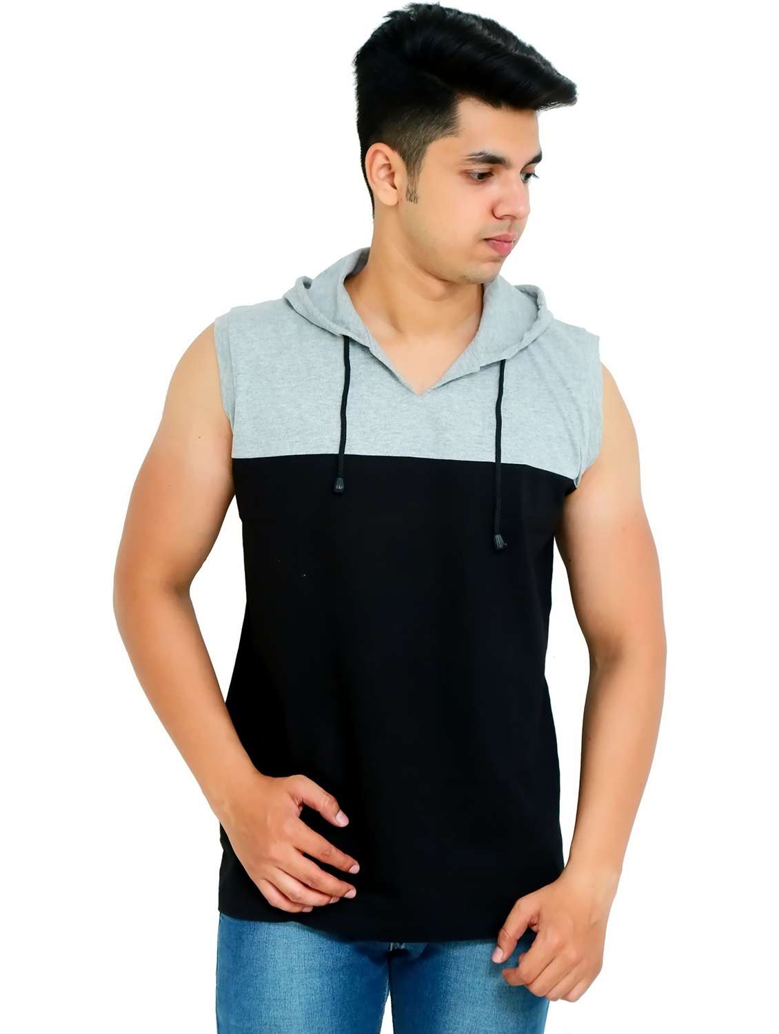 men color block sleeveless regular fit t-shirt - 22105626 - Zoom Image - 0