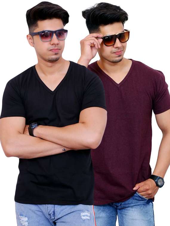 men pack of 2 solid short sleeve t-shirt