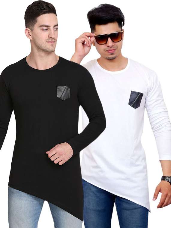 men pack of 2 solid long sleeve t-shirt