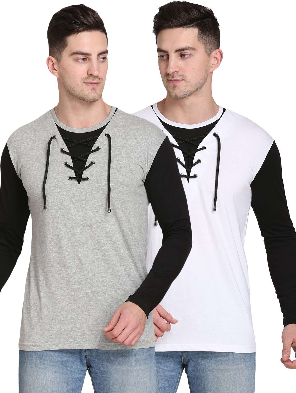 men pack of 2 color block long sleeve t-shirt