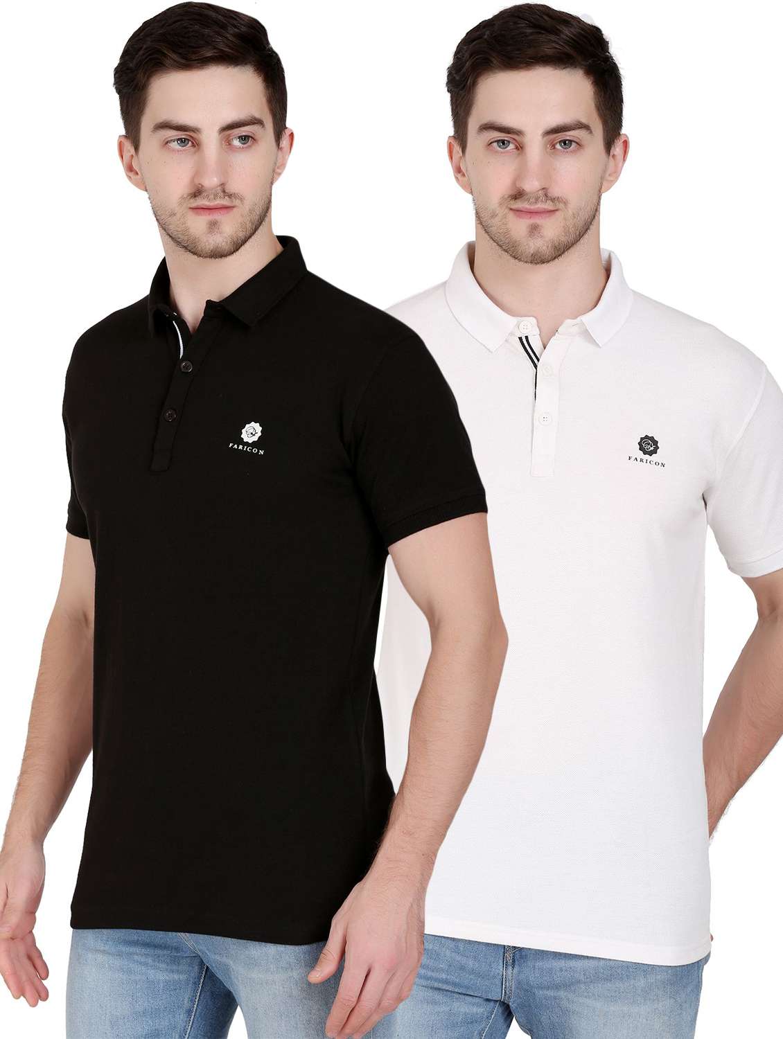 men pack of 2 solid short sleeve polo t-shirt