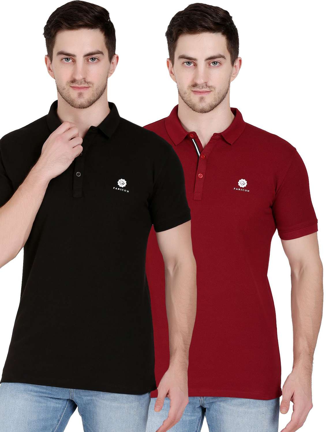 men pack of 2 solid short sleeve polo t-shirt
