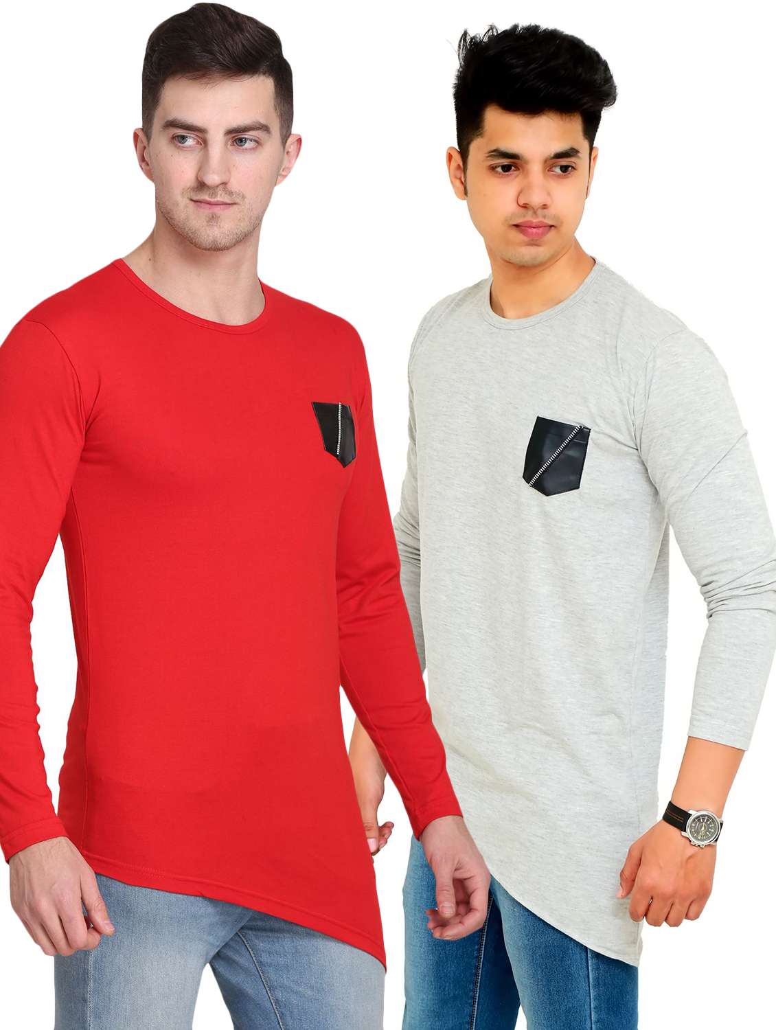 men pack of 2 solid long sleeve t-shirt