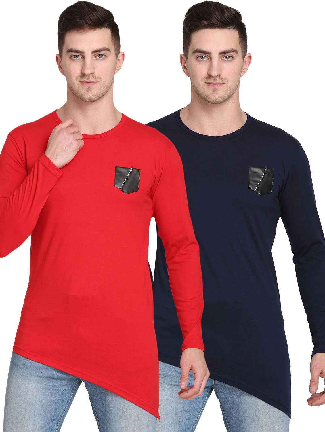 men pack of 2 solid long sleeve t-shirt