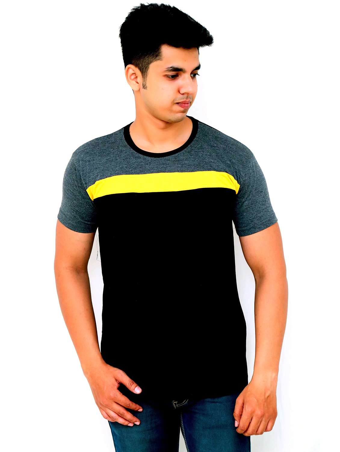 men color block short sleeve regular fit t-shirt