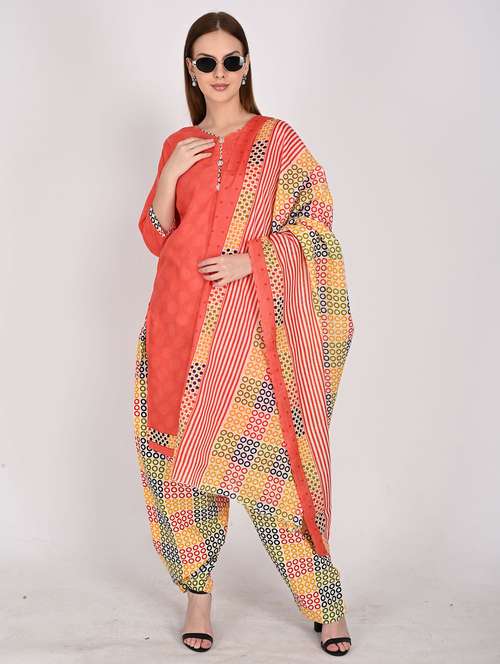 women printed three quarter sleeve kurta salwar with dupatta set - 22105879 - Standard Image - 0