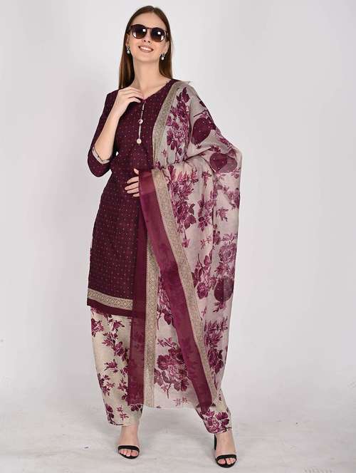 women printed three quarter sleeve kurta salwar with dupatta set - 22105881 -  Standard Image - 0