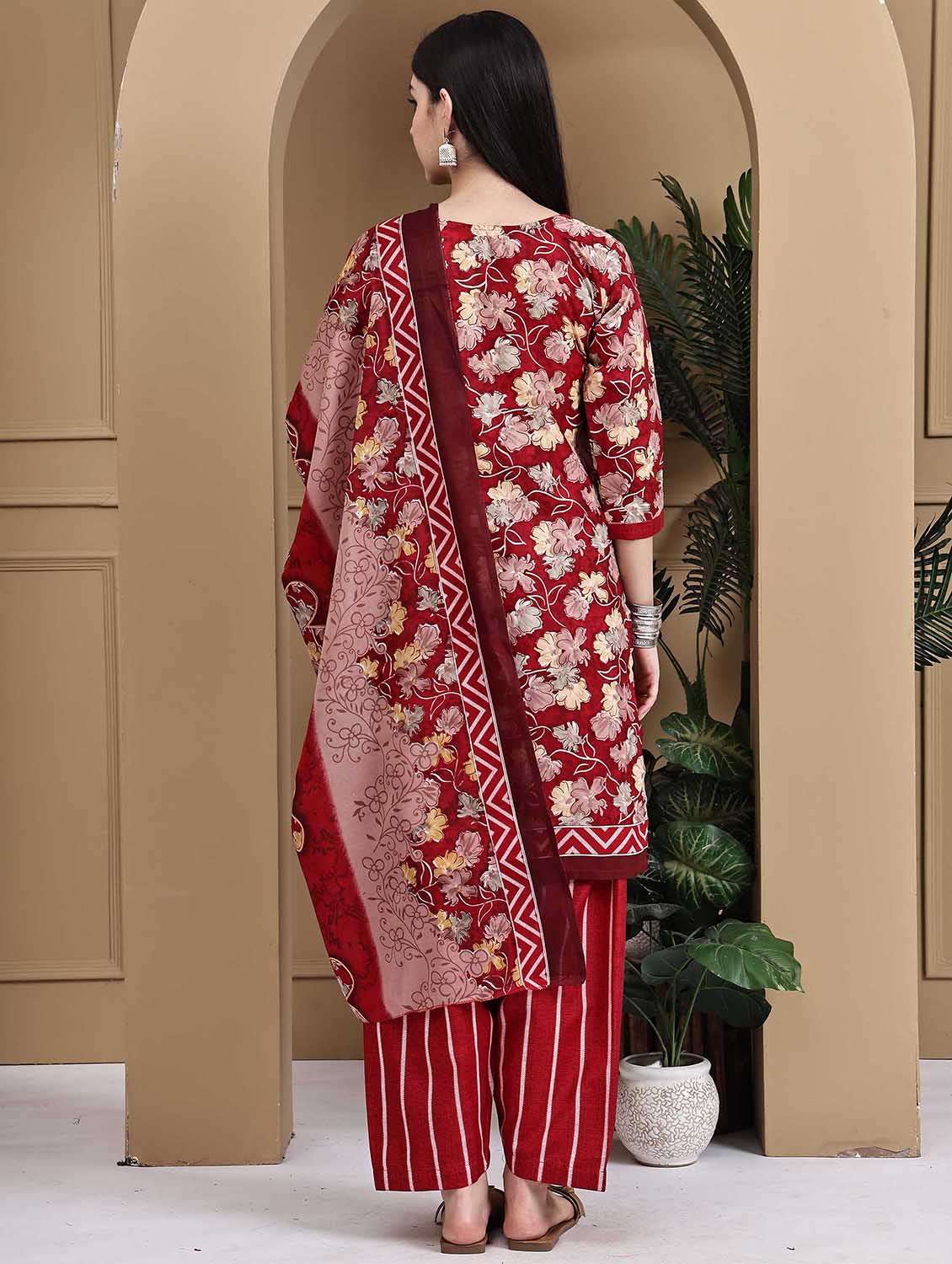 women printed three quarter sleeve kurta salwar with dupatta set - 22105885 -  Standard Image - 3