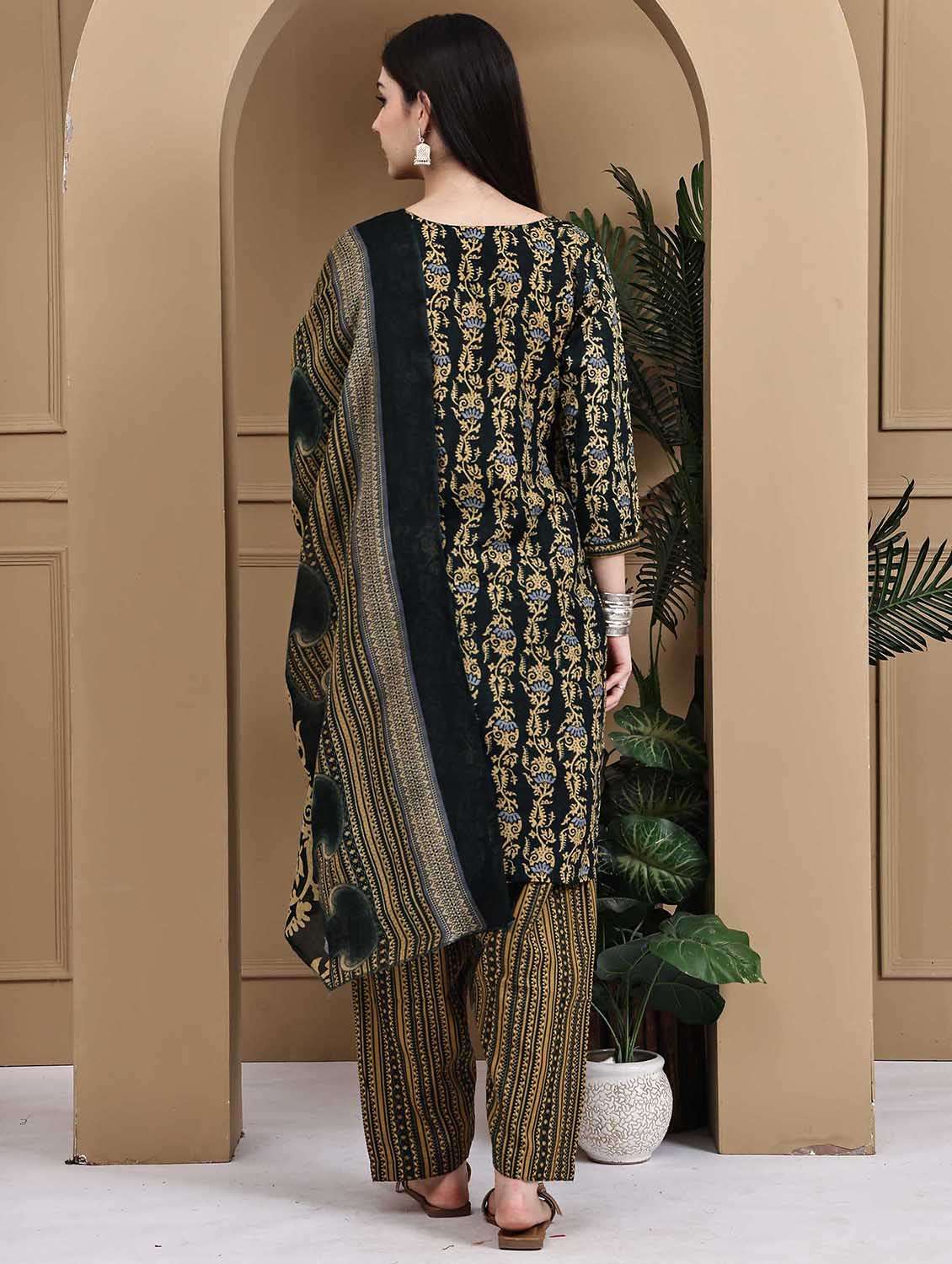 women printed three quarter sleeve kurta salwar with dupatta set - 22105891 -  Standard Image - 3