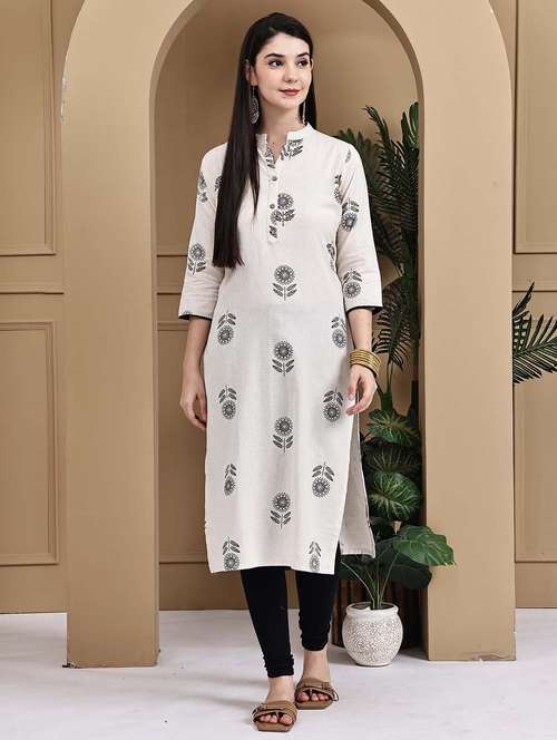 women three quarter sleeve straight kurta - 22105901 - Standard Image - 0