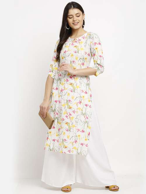 women three quarter sleeve straight kurta - 22105920 - Standard Image - 0