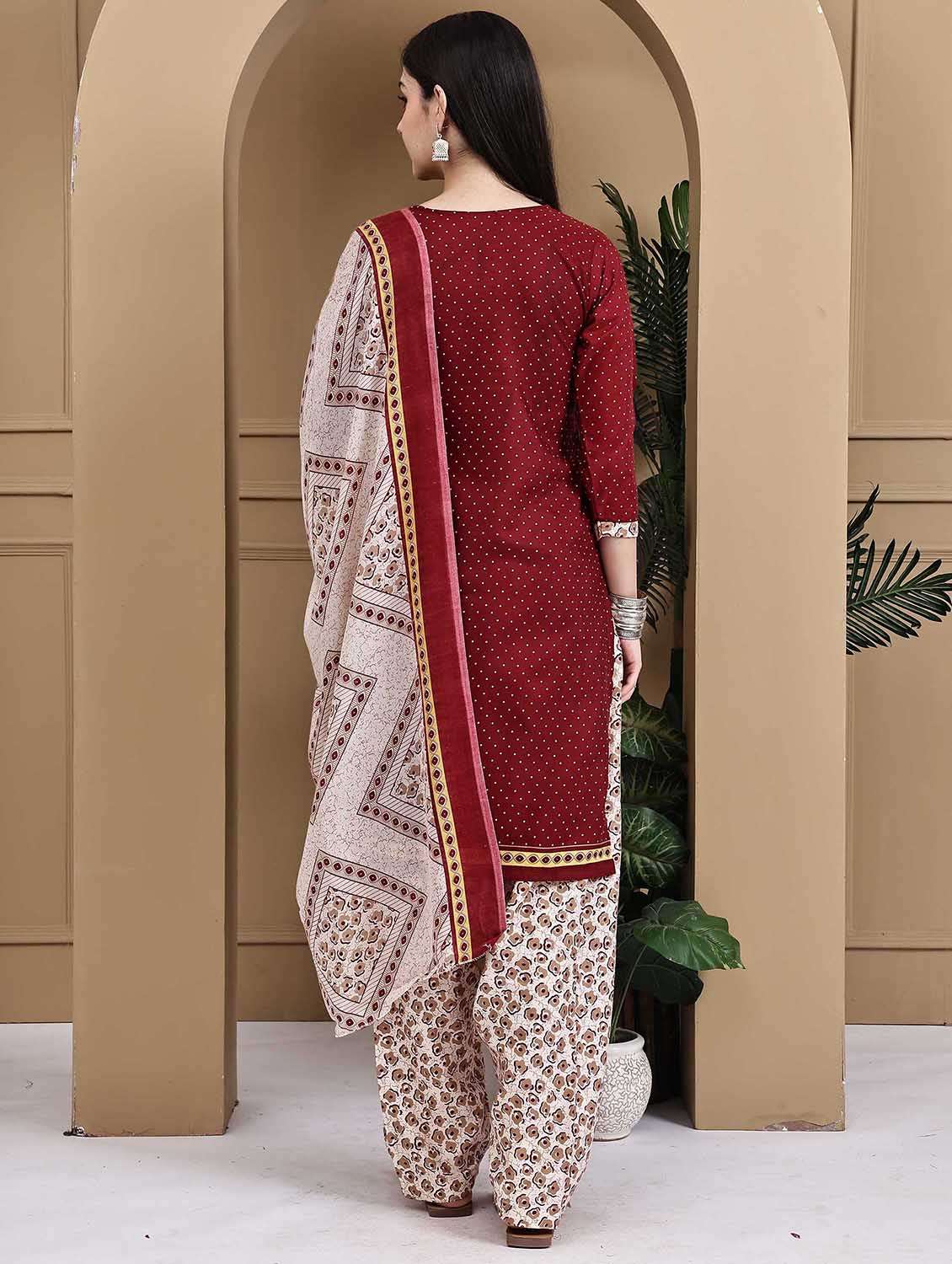 women printed three quarter sleeve kurta salwar with dupatta set - 22105926 -  Standard Image - 3