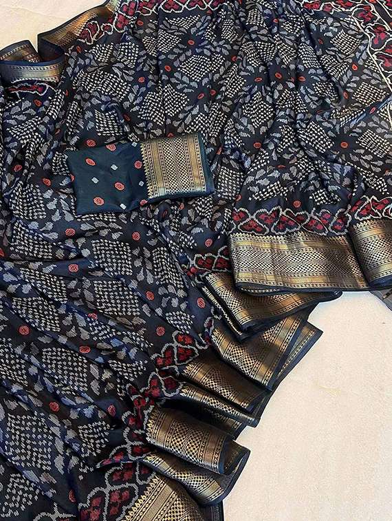 women printed bordered saree with blouse - 22105937 -  Standard Image - 3