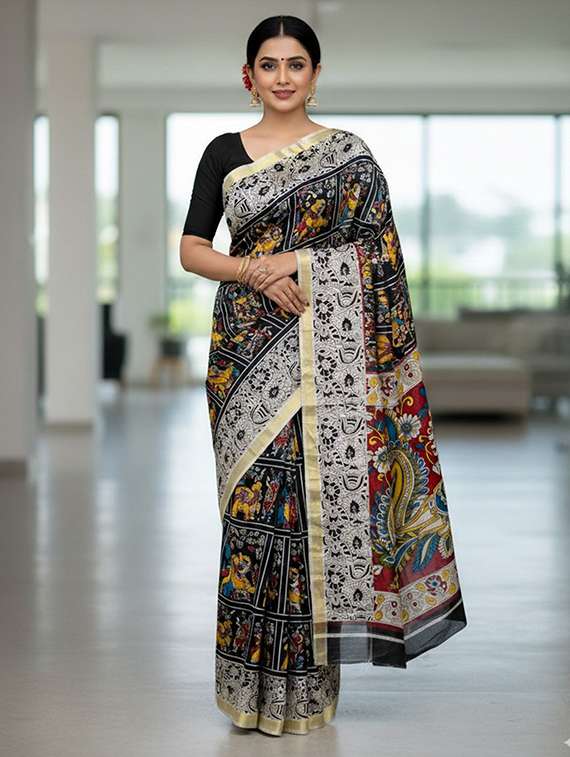 women printed casual wear saree with blouse