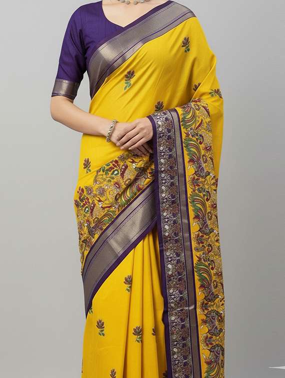 women printed casual wear saree with blouse - 22105947 -  Standard Image - 3