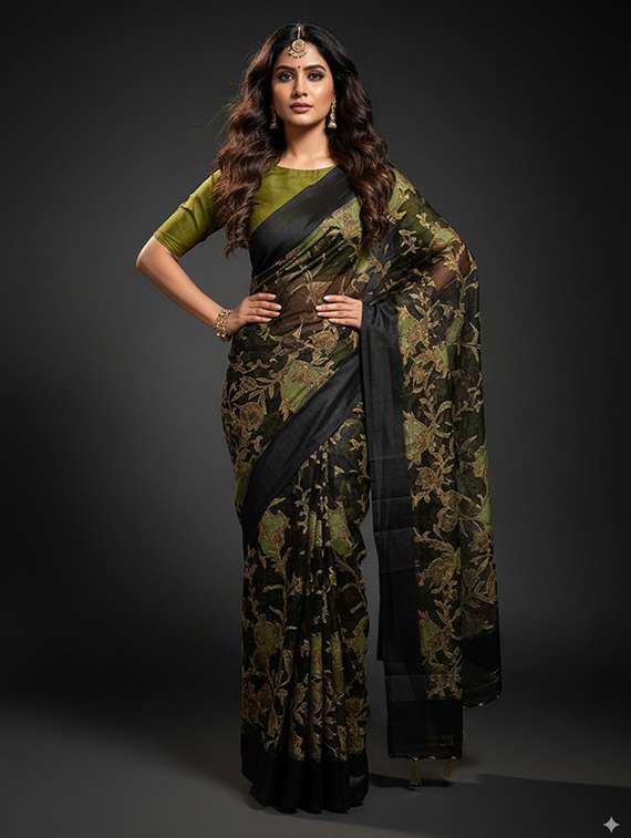 women printed casual wear saree with blouse - 22105949 - Zoom Image - 0