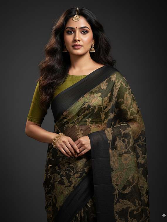 women printed casual wear saree with blouse - 22105949 - Standard Image - 3