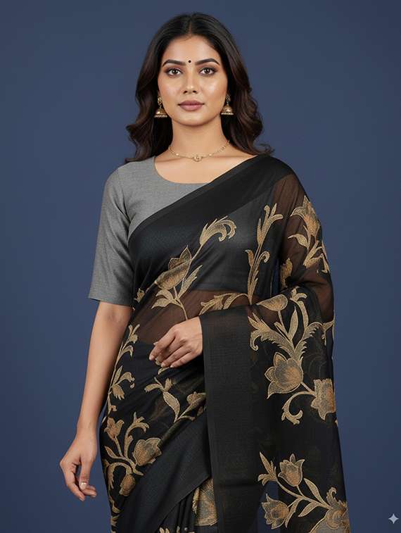 women printed casual wear saree with blouse - 22105950 - Standard Image - 3