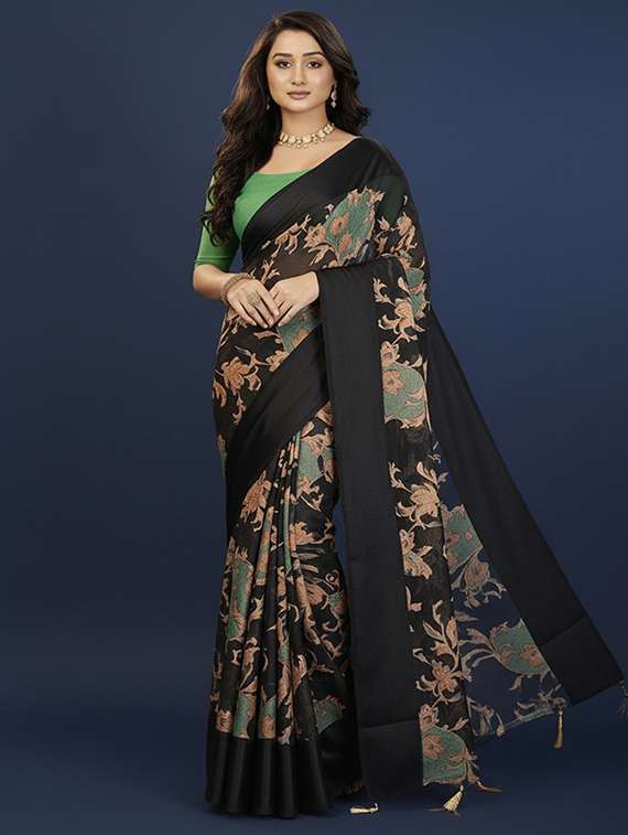 women printed casual wear saree with blouse